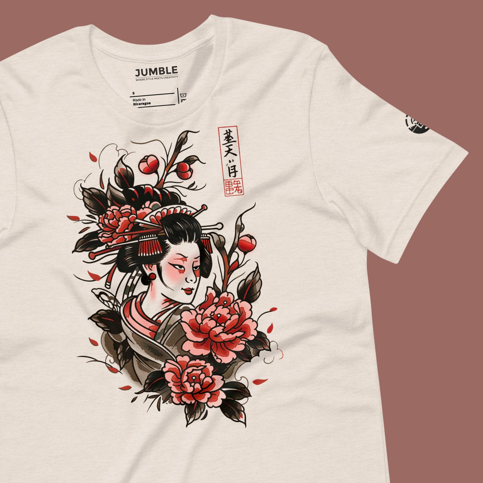 wrinkled heather dust Geisha Monogatari Unisex t-shirt