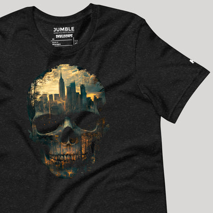 wrinkled black heather Skullscape Unisex t-shirt