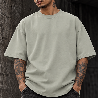 Shizukana Shokuji Men's Oversized Faded T-Shirt (back print)  | AS Colour