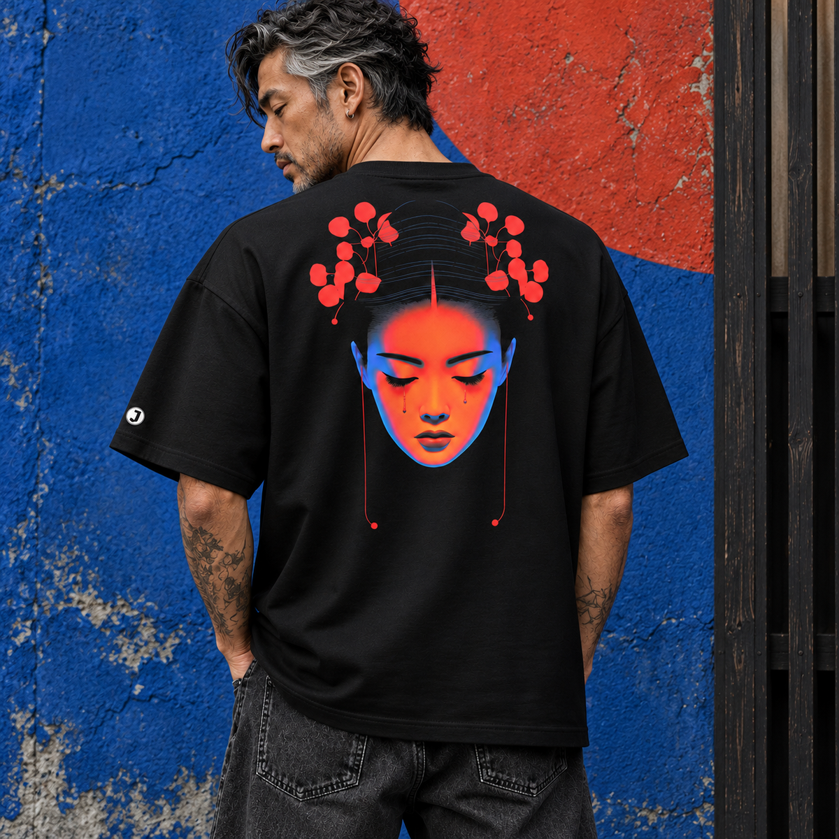 Sakura Sorrow Men’s Boxy Heavyweight T-Shirt (Back Print) | Cotton Heritage