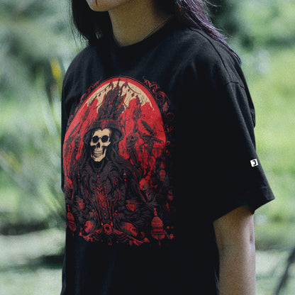 model wearing model wearing black Carnival Specter Unisex t-shirt