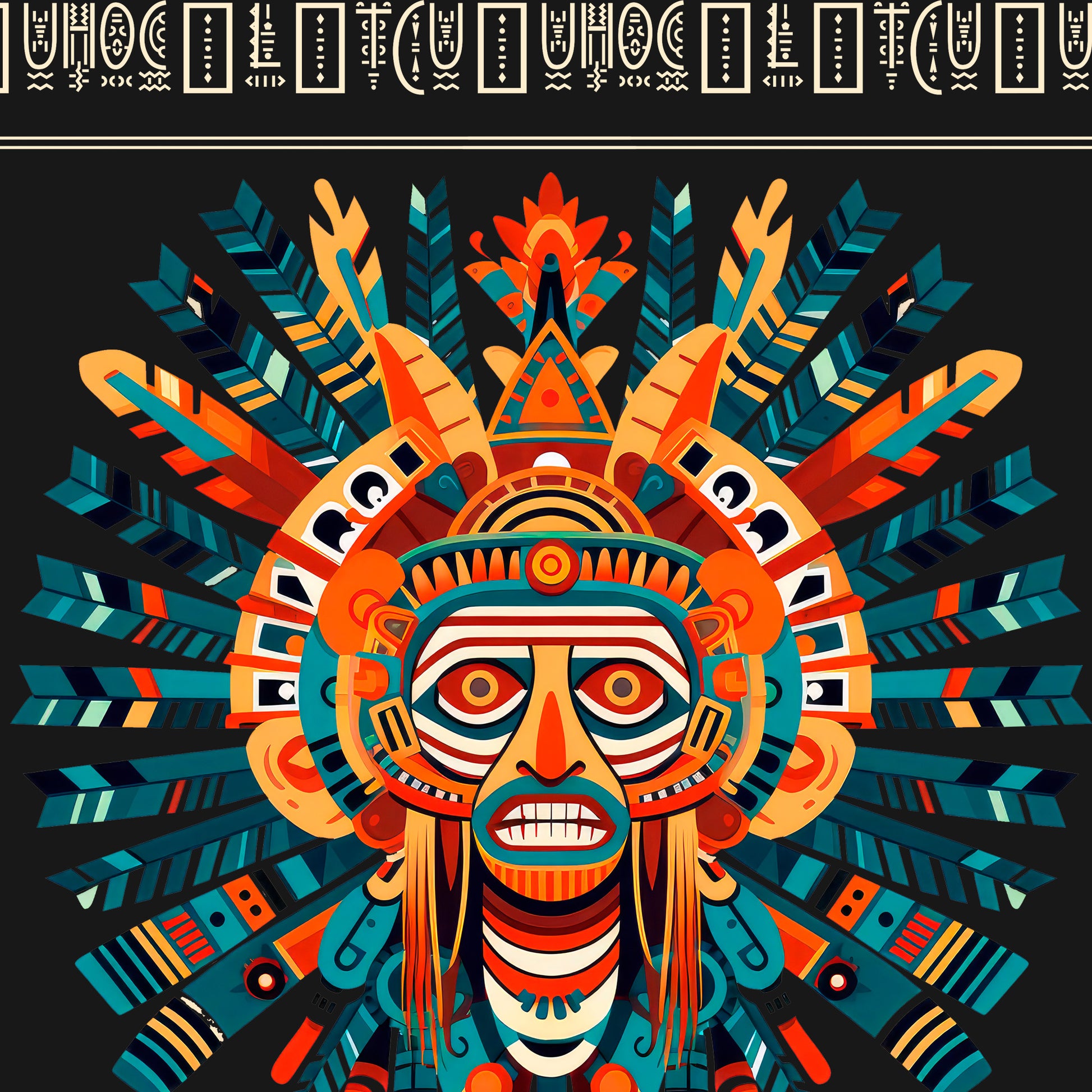 Close up of Cuāuhocēlōtl (Eagle Warrior)  Unisex organic cotton t-shirt artwork