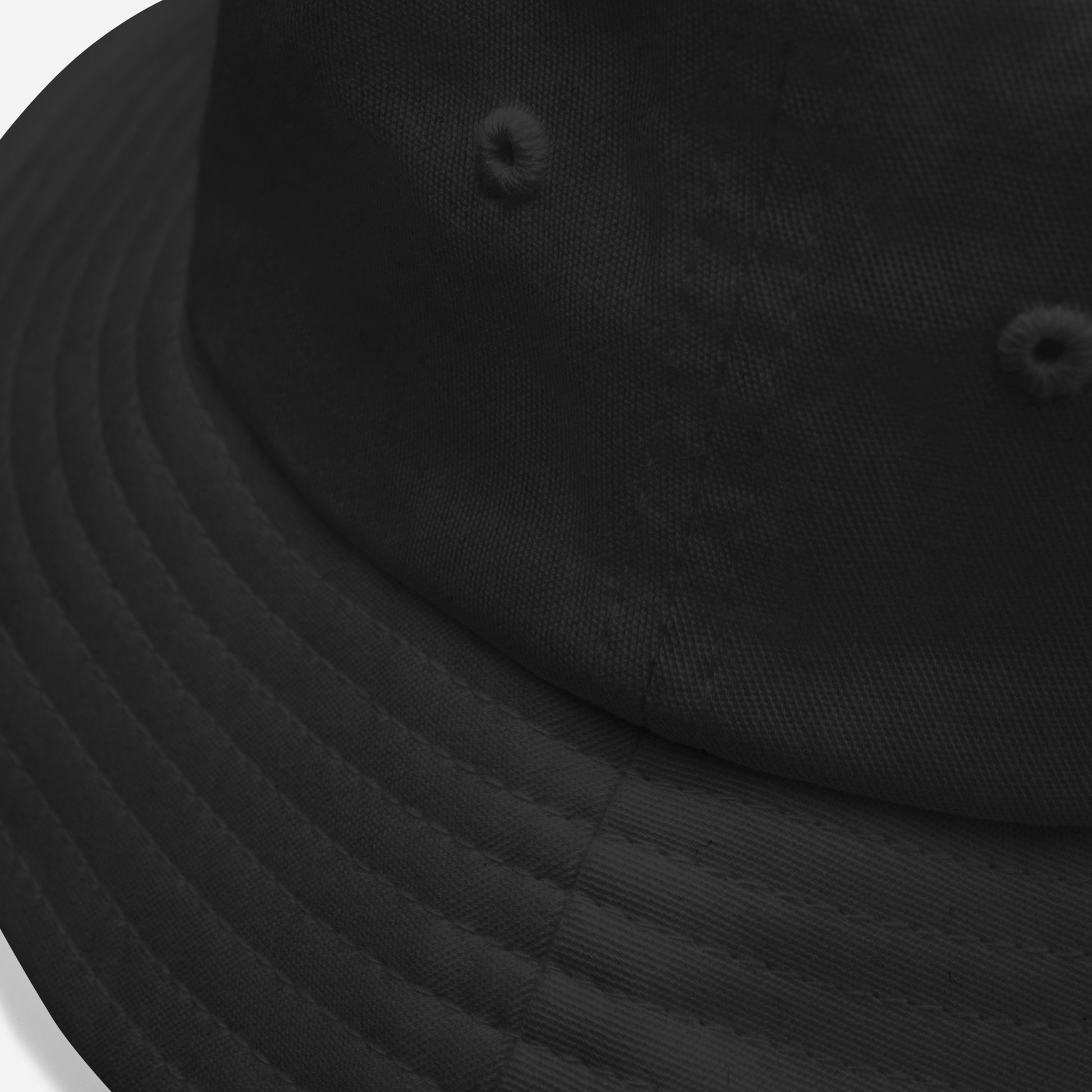 detail closeup on black Ka Manō Vintage Embroidered Bucket Hat