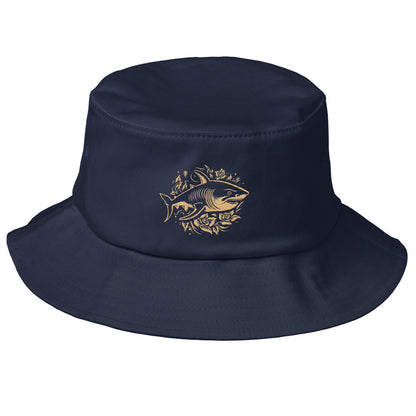 navy Ka Manō Vintage Embroidered Bucket Hat