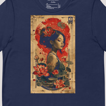 art on navy Lotus Unisex t-shirt