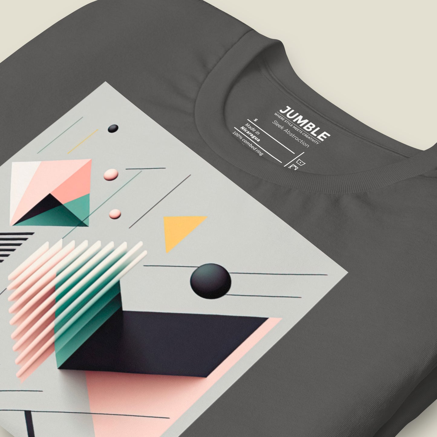 closeup of folded Sleek Abstraction Unisex t-shirt on an angle