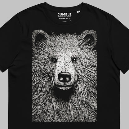 closeup of Kodiak Bale Unisex organic cotton t-shirt