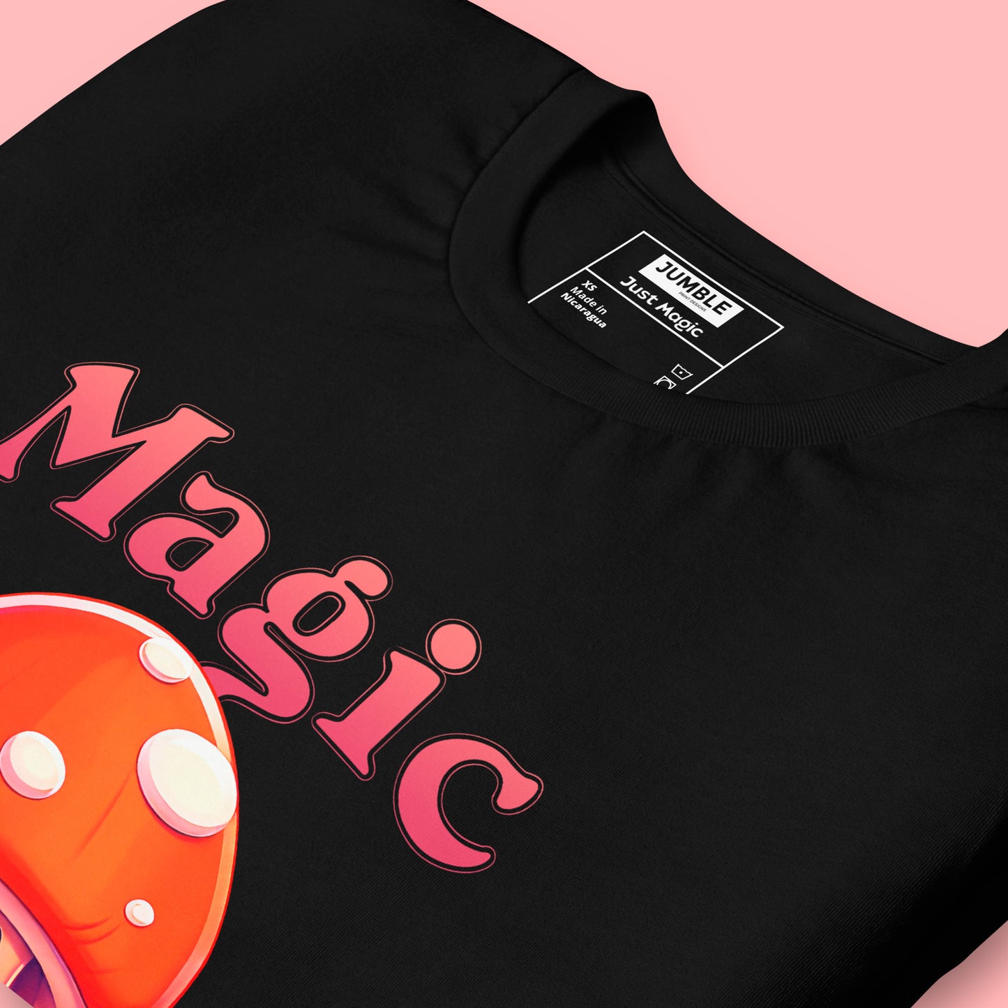 closeup of black Just Magic Unisex t-shirt