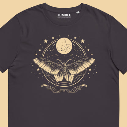 closeup of anthracite Luna Glow Unisex organic cotton t-shirt