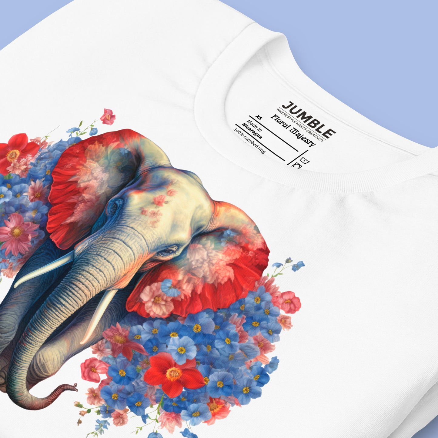 close up of white Floral Majesty Unisex t-shirt