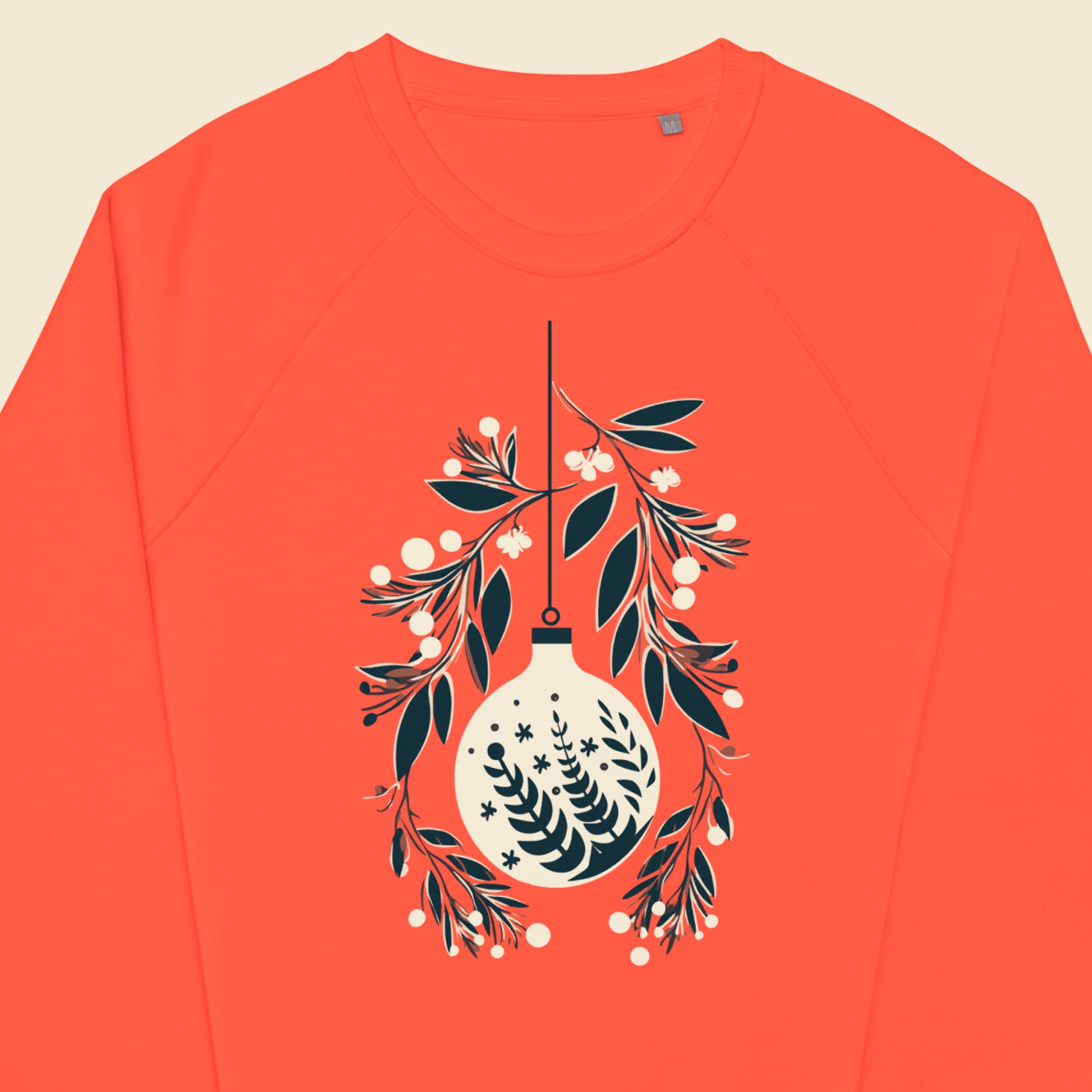 closeup of artwork on Kimono Christmas Unisex organic raglan sweatshirt