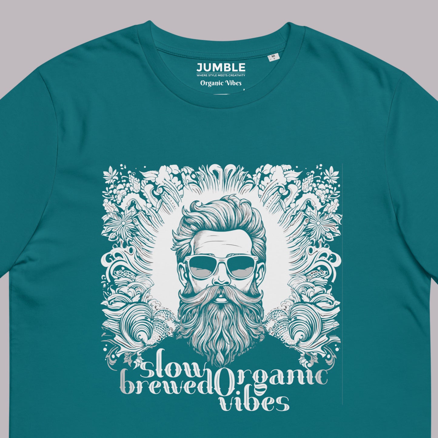 close up of stargazer Organic Vibes Unisex organic cotton t-shirt
