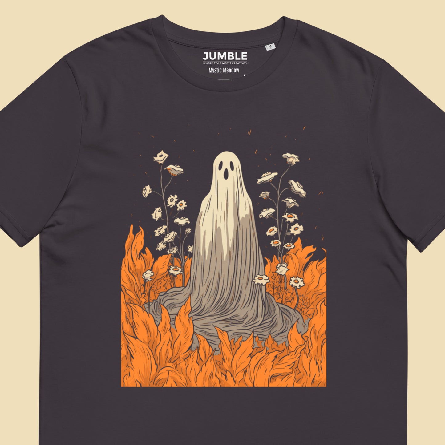 closeup of Mystic Meadow Unisex organic cotton t-shirt