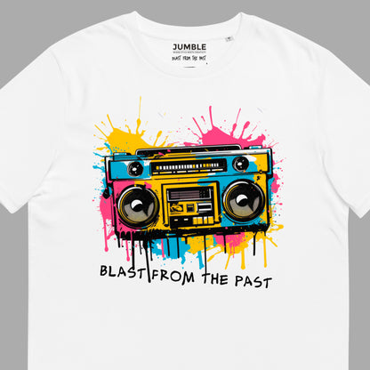 closeup of Blast From The Past Unisex organic cotton t-shirt