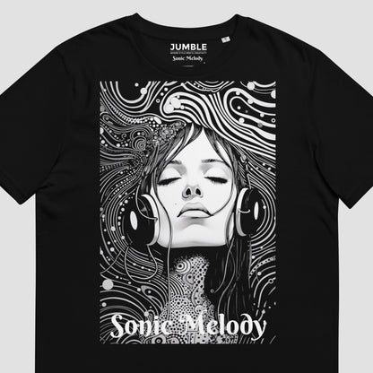 closeup of Sonic Melody Unisex organic cotton t-shirt