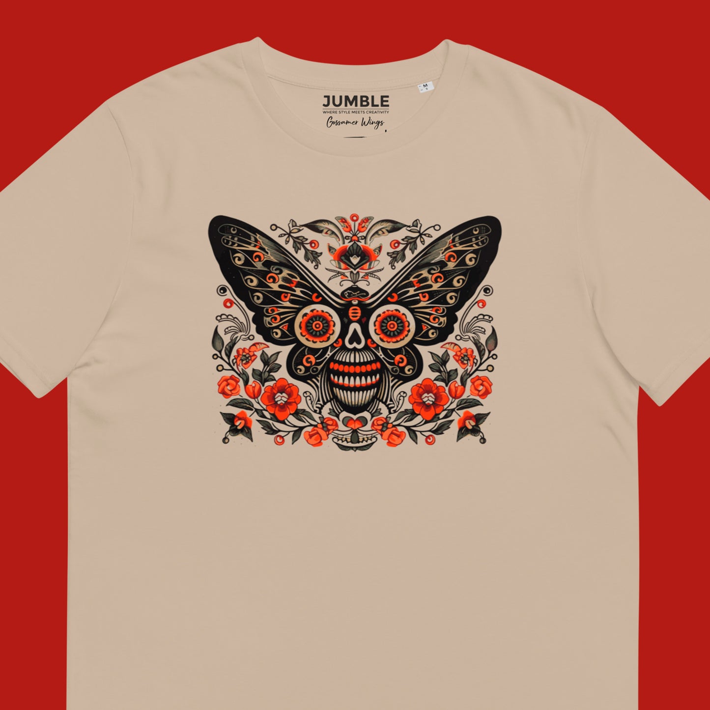 closeup of Gossamer Wings Unisex organic cotton t-shirt