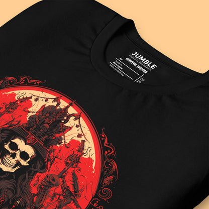 closeup of black Carnival Specter Unisex t-shirt