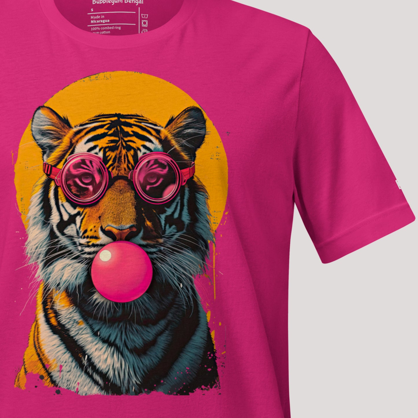 closeup of Bubblegum Bengal Unisex t-shirt art