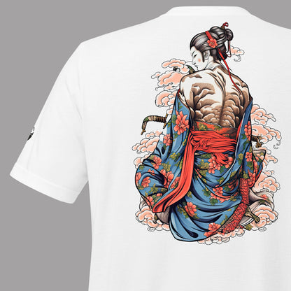 closeup of back of Yūgen Ronin Ink Unisex t-shirt