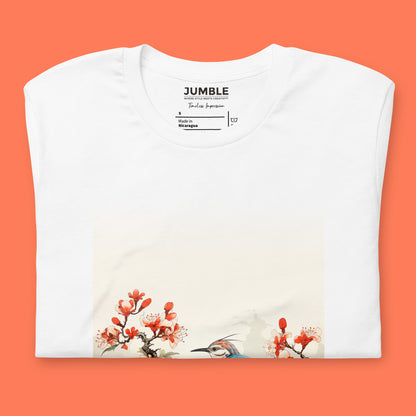 close up of Timeless Impression Unisex t-shirt, white. Folded