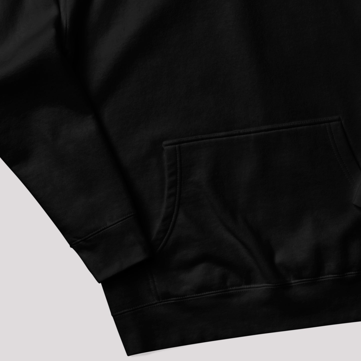 sleeve detail on black Ka Manō Premium Hoodie | Cotton Heritage
