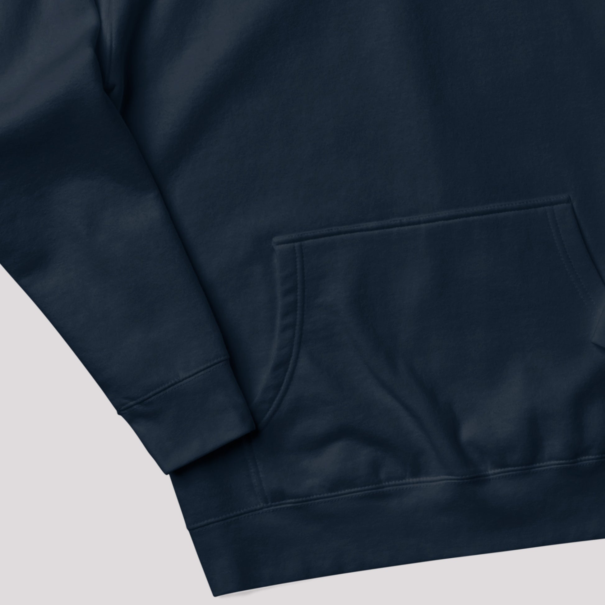 sleeve detail on navy Ka Manō Premium Hoodie | Cotton Heritage