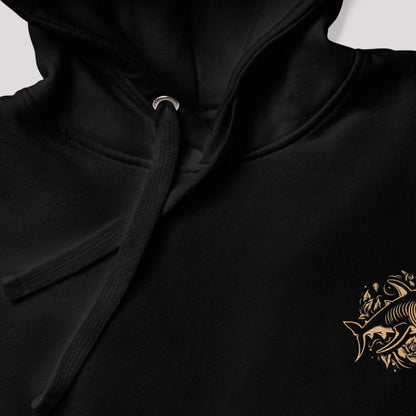 detail on black Ka Manō Premium Hoodie | Cotton Heritage