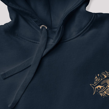 detail on navy Ka Manō Premium Hoodie | Cotton Heritage