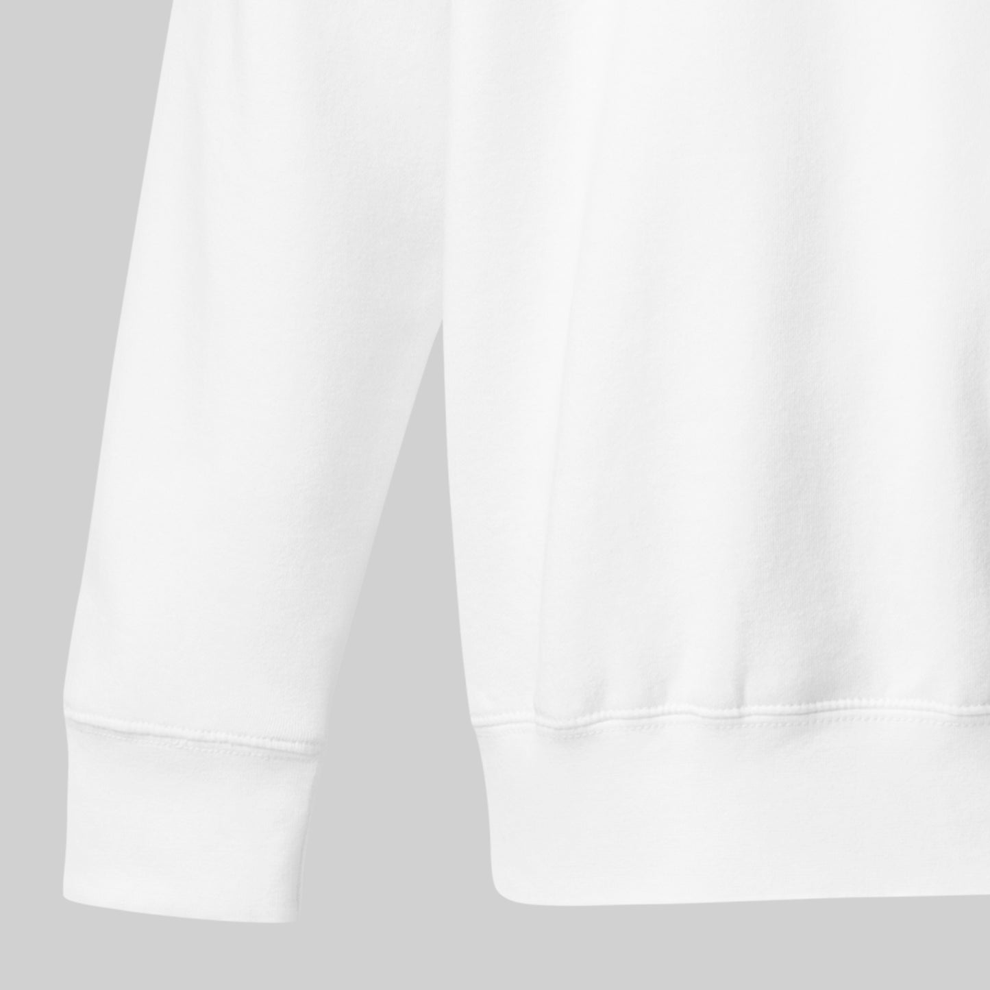 stitch detail on white Ivory Guard Unisex Premium Sweatshirt