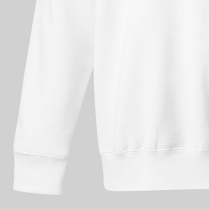 stitch detail on white Ivory Guard Unisex Premium Sweatshirt