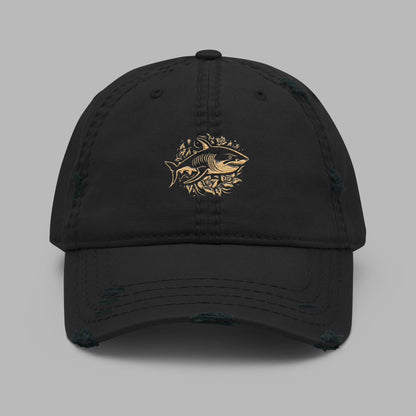 black Ka Manō Embroidered Distressed Otto Cap