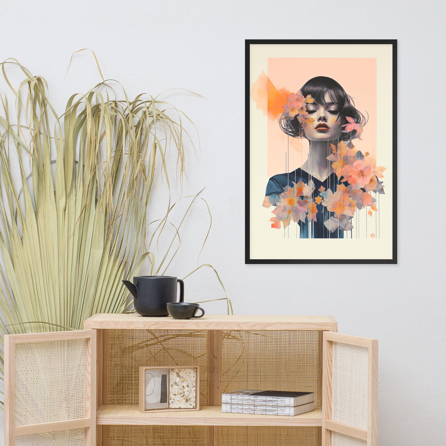 Blütenblätter und Anmut – Gerahmtes Poster mit mattem Papier