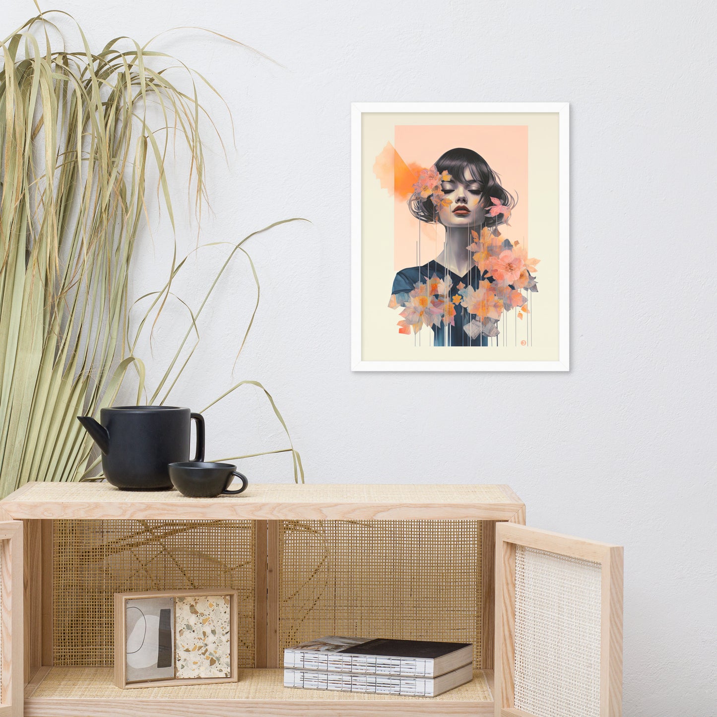 Blütenblätter und Anmut – Gerahmtes Poster mit mattem Papier