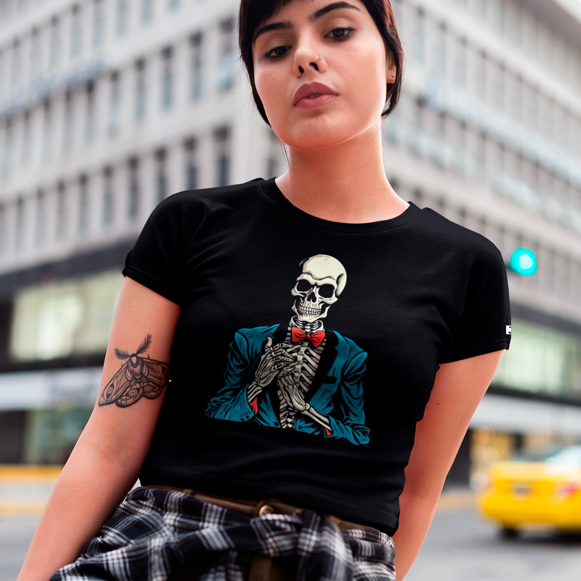 female model wearing Ghastly Ovation Unisex t-shirt