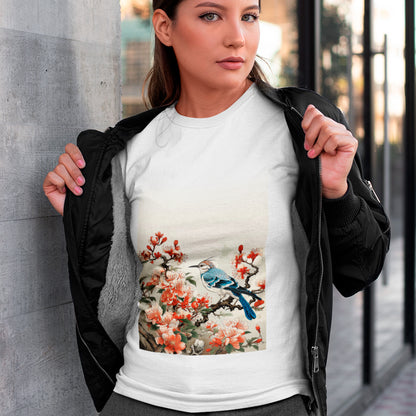 Female model wearing Timeless Impression Unisex t-shirt- white