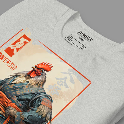 folded Tengu (天狗) Unisex t-shirt on an angle