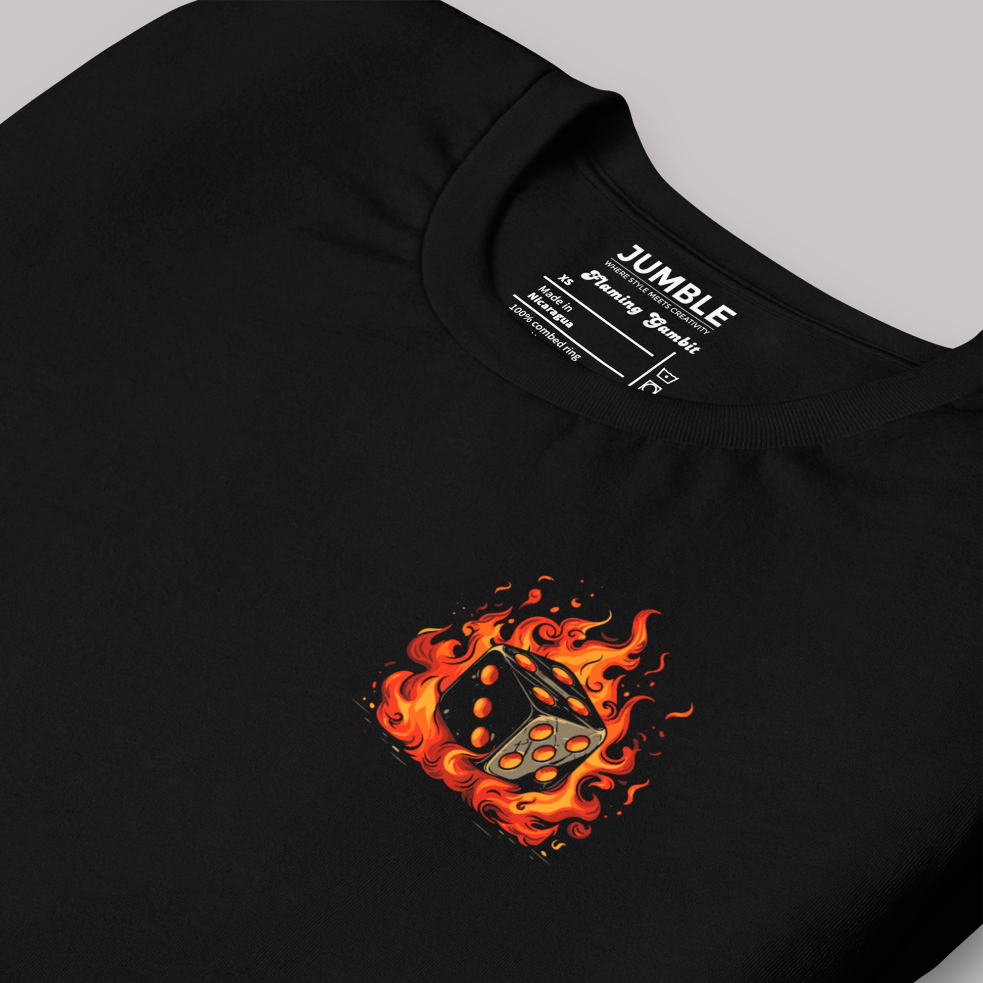 closeup of folded Flaming Gambit Unisex t-shirt