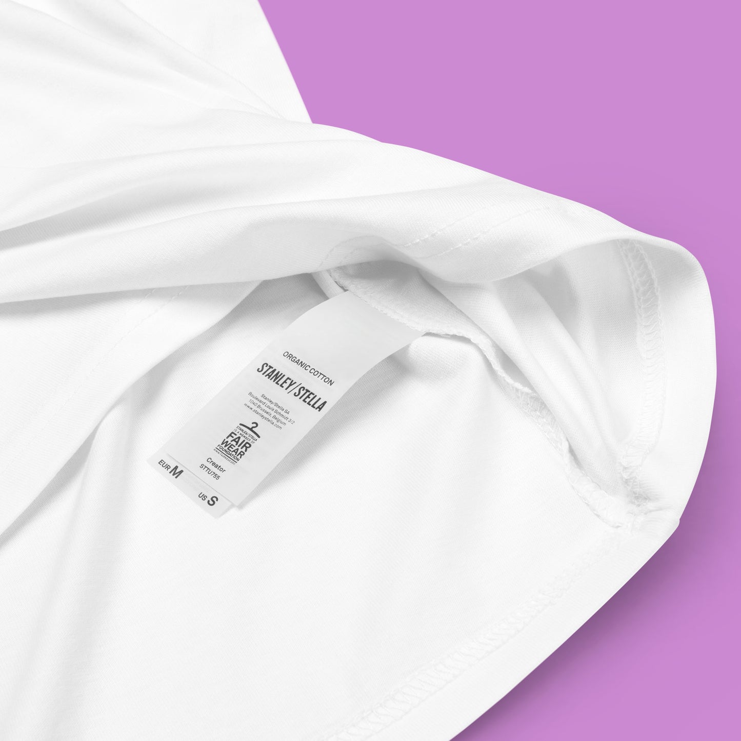 closeup of organic cotton label on Memento Mori Unisex organic cotton t-shirt