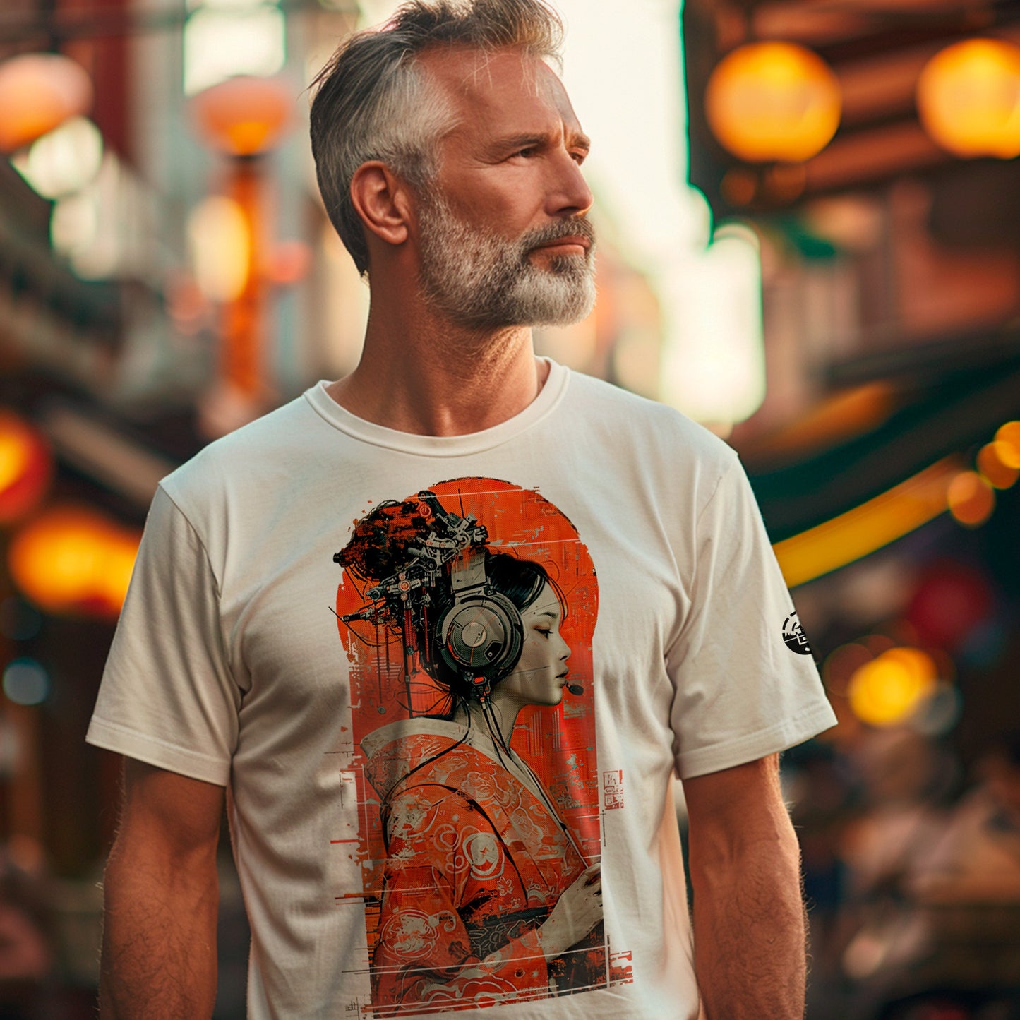 male model wearing Geisha 3000 Unisex t-shirt