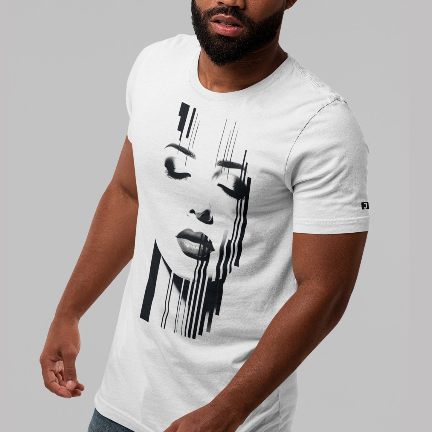 male model wearing Contemporary Symmetry Unisex t-shirt