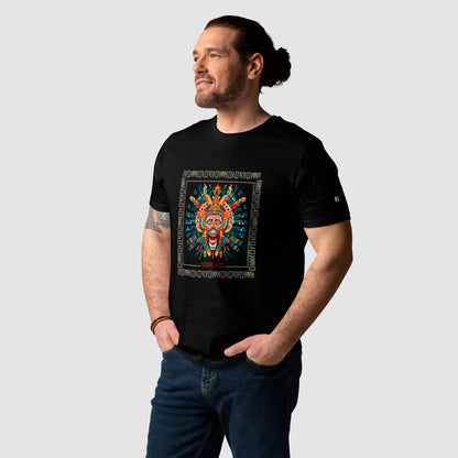 Cuāuhocēlōtl (Eagle Warrior)  Unisex organic cotton t-shirt- in black on model