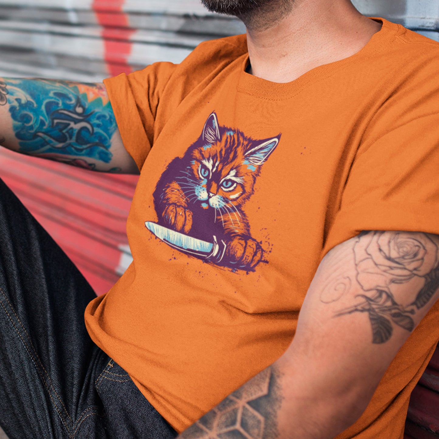 male model wearing autumn Easy Tiger Unisex t-shirt