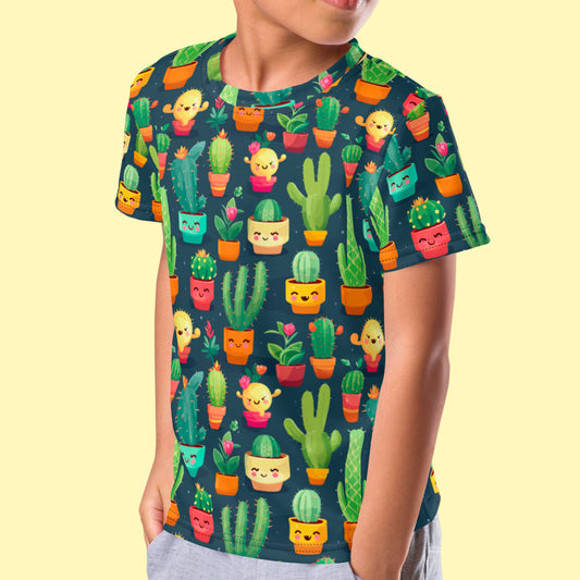 Kinder-T-Shirt mit Rundhalsausschnitt und Tiger-Ausschnitt