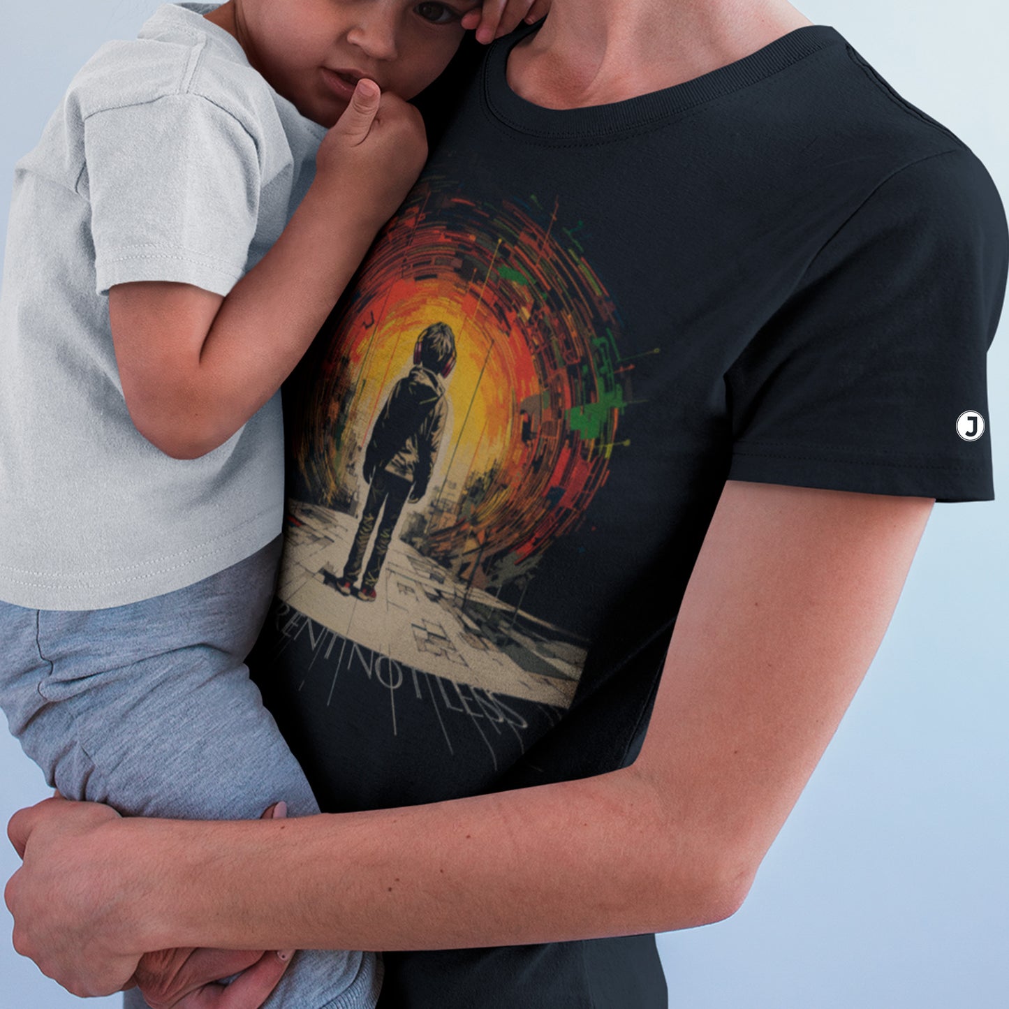 mum with child wearing black Different, Not less Unisex organic cotton t-shirt