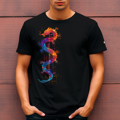 model wearing Dragon Circuit Unisex t-shirt