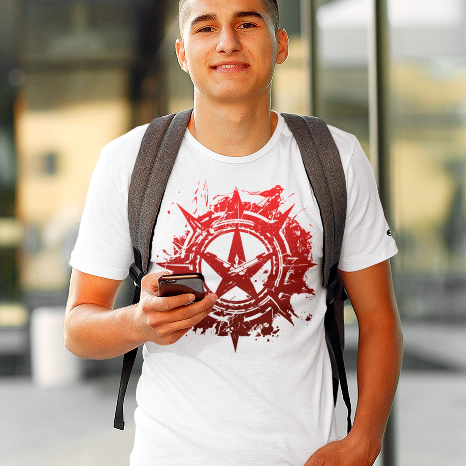 male model wearing Dawn of Change Unisex organic cotton t-shirt