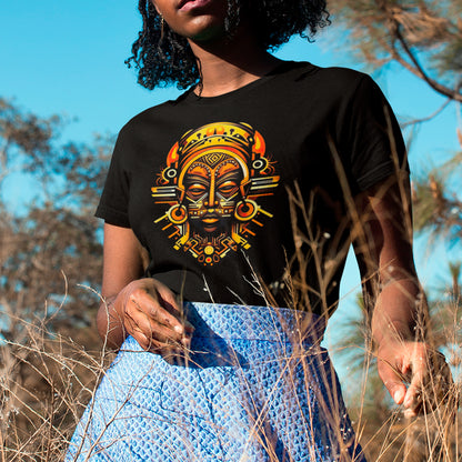 female model wearing black Heritage Veil Unisex t-shirt