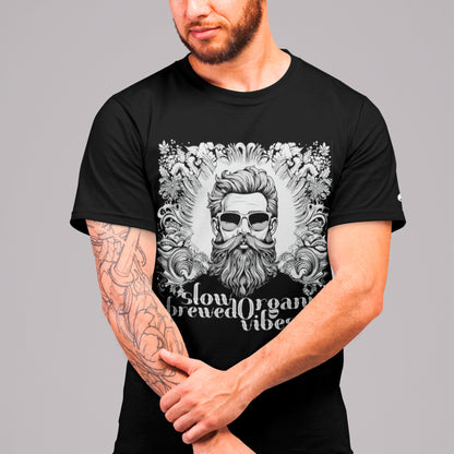 model wearing black Organic Vibes Unisex organic cotton t-shirt