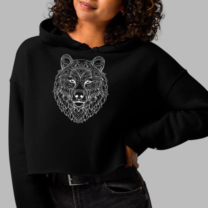 model wearing Bearing Angles Women's Cropped Hoodie