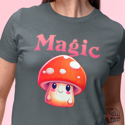 model wearing asphalt Just Magic Unisex t-shirt